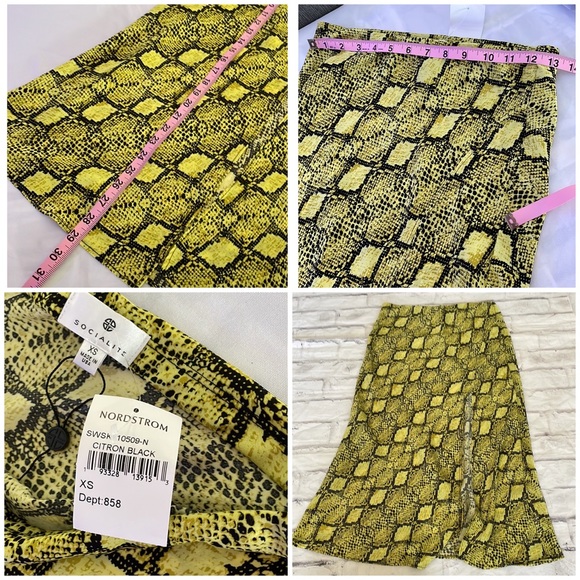 Socialite Snakeskin Yellow and Place Two Piece Set Skirt and Camisole - Picture 10 of 11